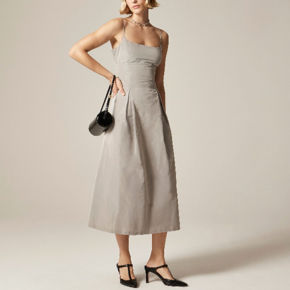 J.Crew Collection Pleated A-line Evening Dress in Iceberg Grey Taffeta – Size 4
